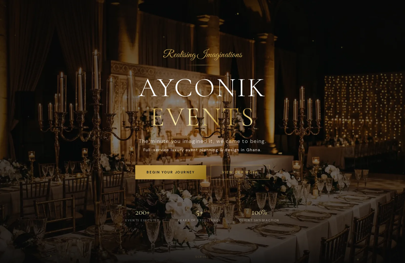AYCONIK Events website &middot; live capture of the luxury event planning homepage