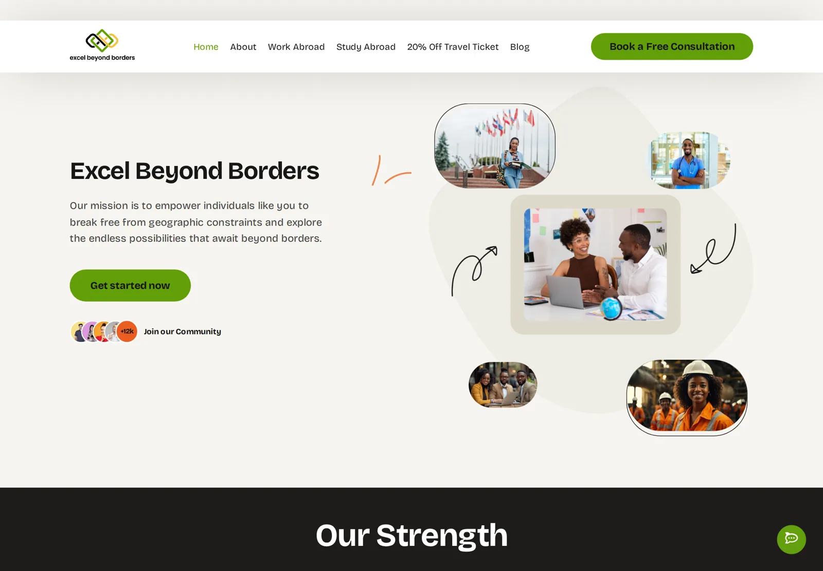 Excel Beyond Borders website &middot; live capture of the education platform homepage